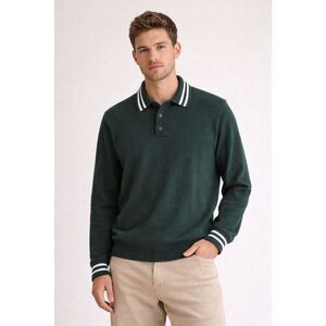 Abercrombie & Fitch Mens Green Oversized Long Sleeve Collared Polo Sweater XL